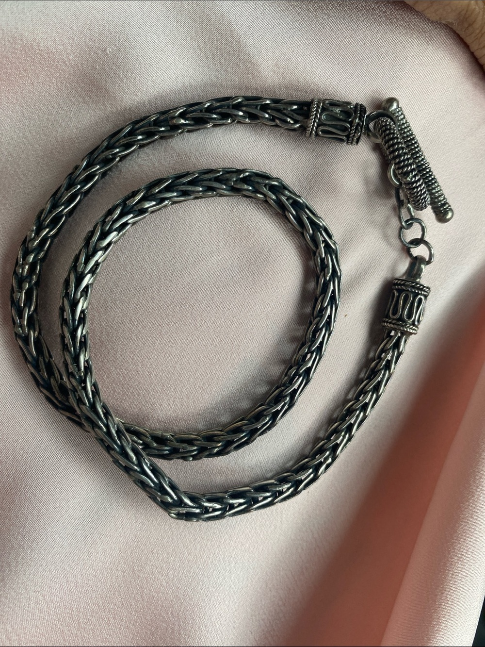 Men's Sterling heavy Woven Chain Necklace - Classic Braided Design
